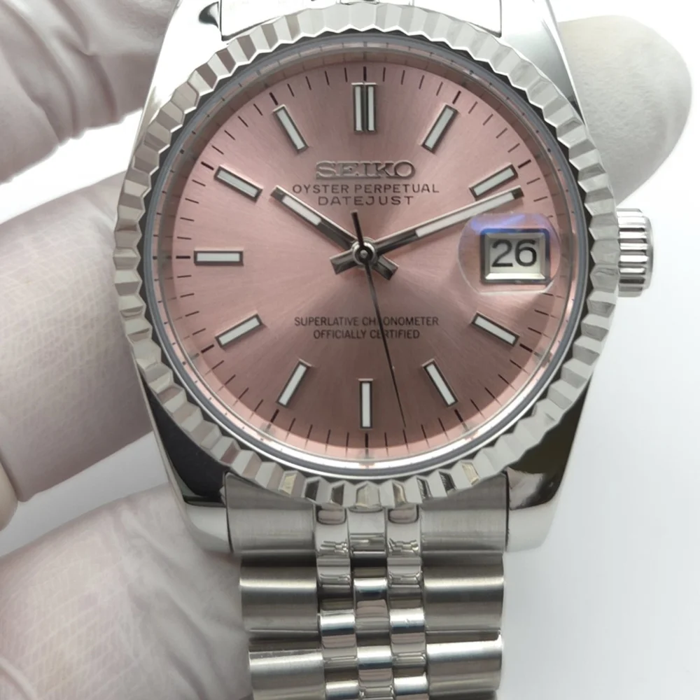 New Seiko Mod 39mm Automatic Watch Pink Dial - Picture 6 of 9